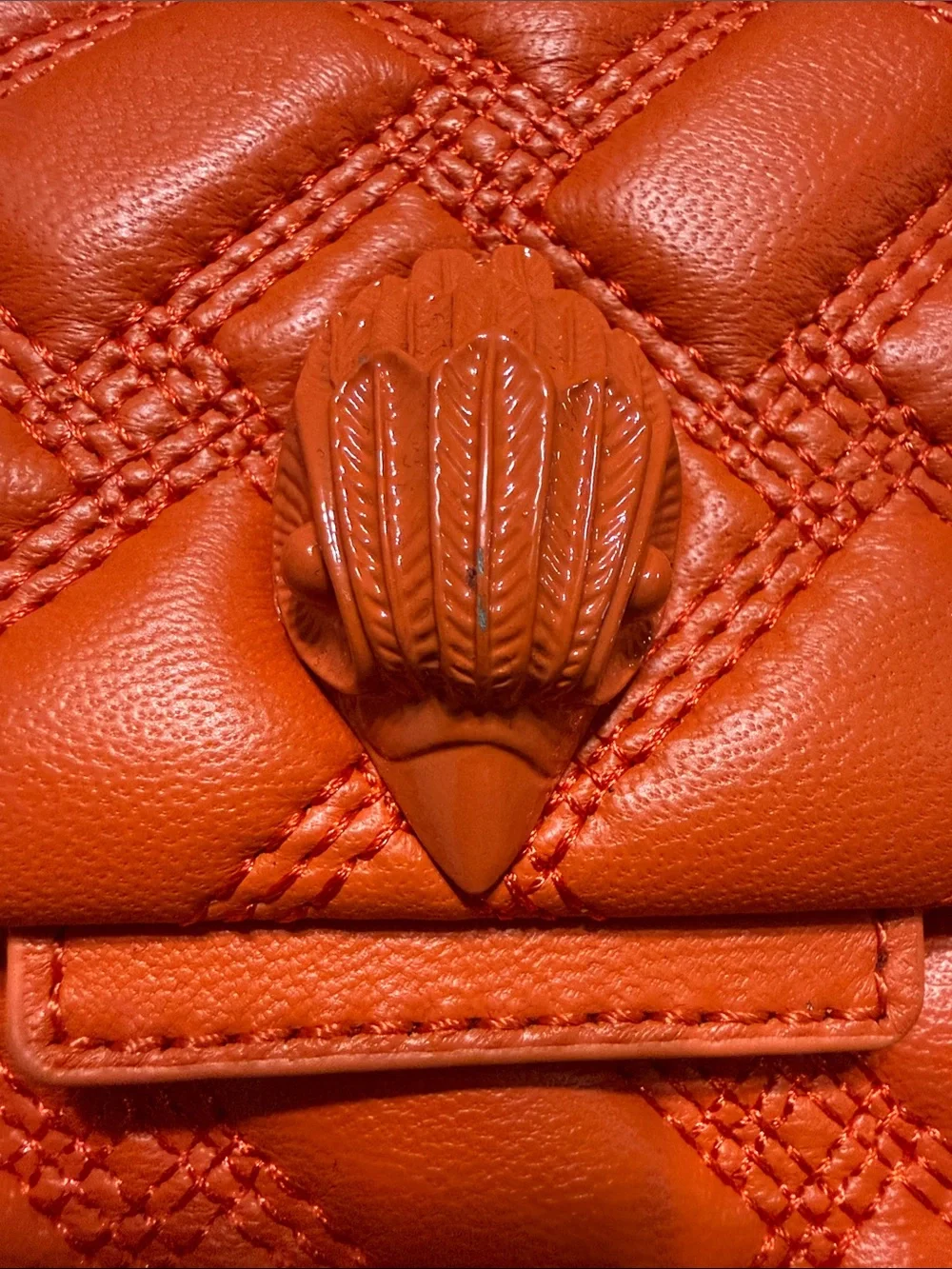 KURT GEIGER KENSINGTON DRENCH BAG ORANGE. Soft lambskin leather.